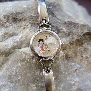 Betty Boop Silver Watch by Valdawn 2002 Heart Link Band Retro Collectible Gift